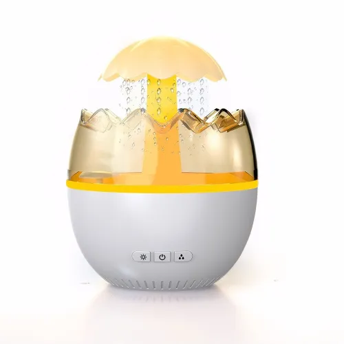 Rain Fine Mist Cloud Humidifier Water Drip Mushroom Humidifier Falls Lamp with 7 Colors Light Eggshell Rainfall Humidifier Aroma Diffuser for Home Office