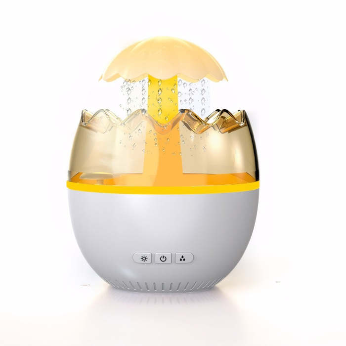 Rain Fine Mist Cloud Humidifier Water Drip Mushroom Humidifier Falls Lamp with 7 Colors Light Eggshell Rainfall Humidifier Aroma Diffuser for Home Office