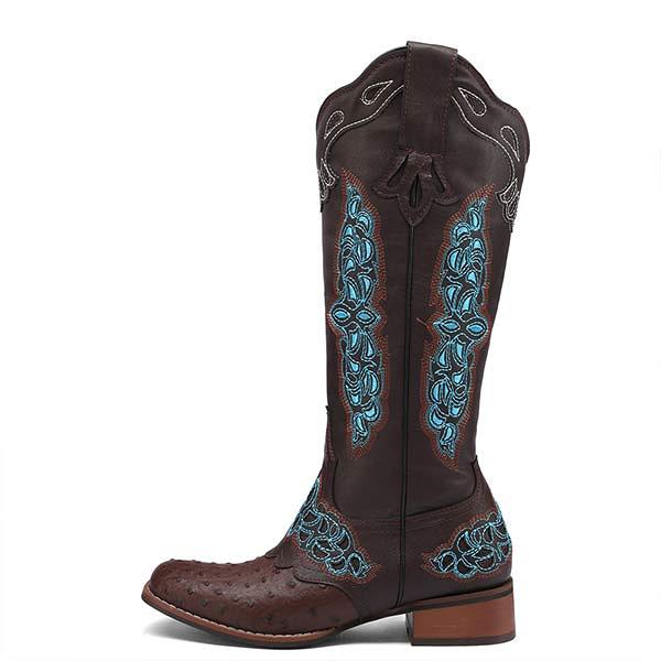 Women'S Embroidered Colorblock Rider Boots