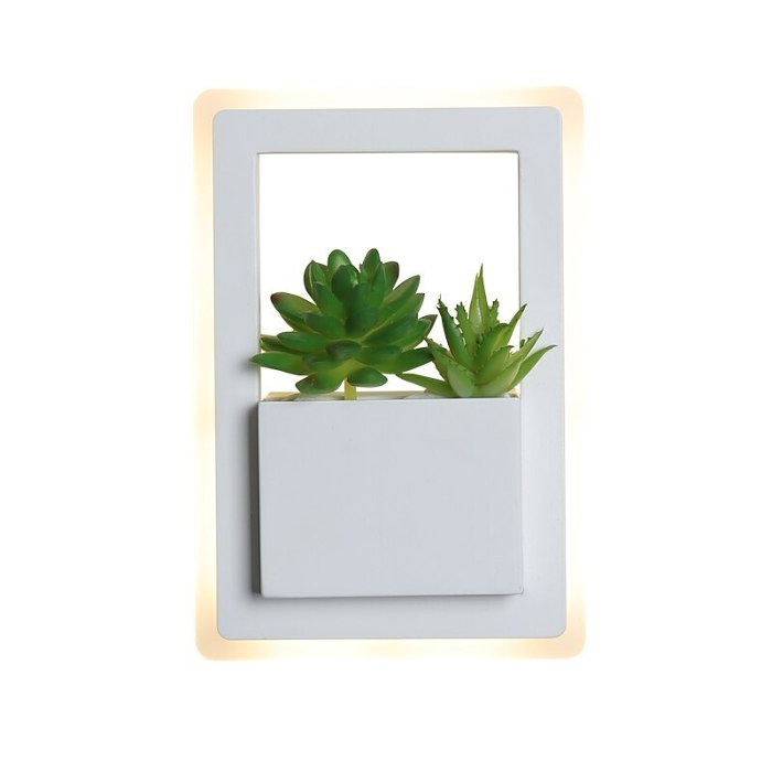 Modern White LED Wall Lamp with Plant Design