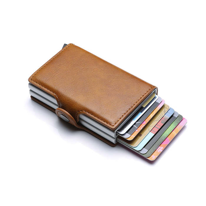 RFID leather wallet with money clip.