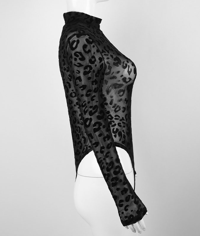 Leopard Print  Women'S Mesh Bodysuit