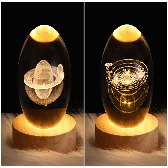 3D galaxy crystal ball LED night light