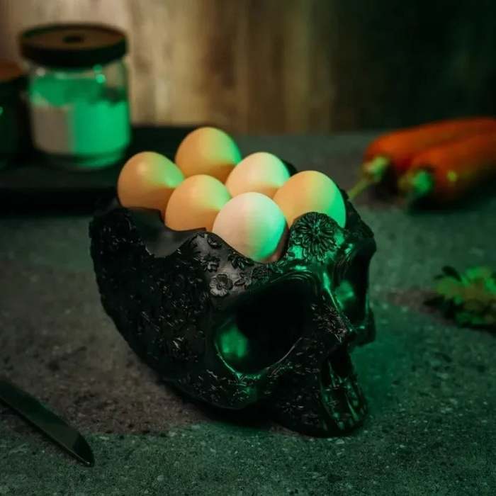 Halloween Skull Bowl Decoration Gothic Craft Egg Stand