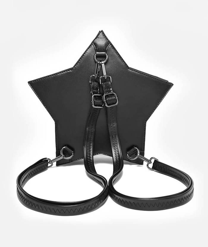 Black Crossbody Bag With Pentagram Shape