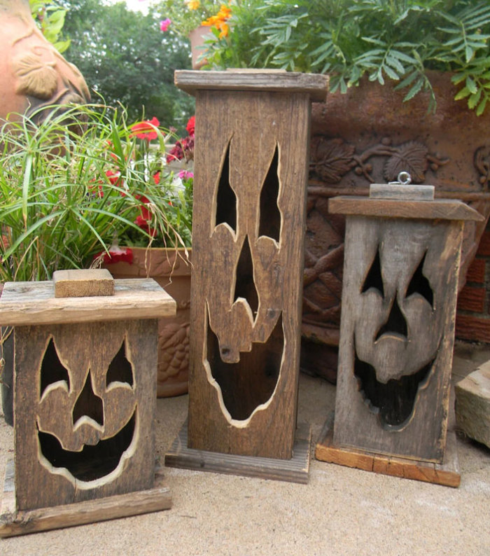 Halloween Pumpkin Wooden Lantern