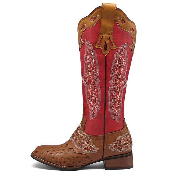 Women'S Embroidered Colorblock Rider Boots