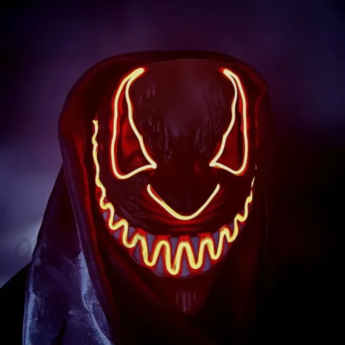 Premium LED Light-Up Halloween Mask – Blue Scary Mask for Cosplay and Costume Parties, Glowing in the Dark, Ideal for Halloween Face Masks
