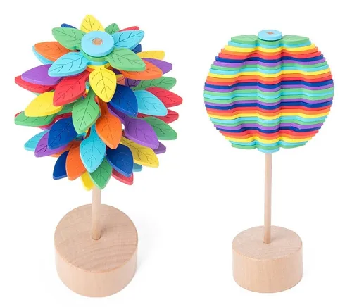 Wooden Decompression Stick Artifact Rotating Lollipop Montessori   Decompression Stick Creative Toy Gift