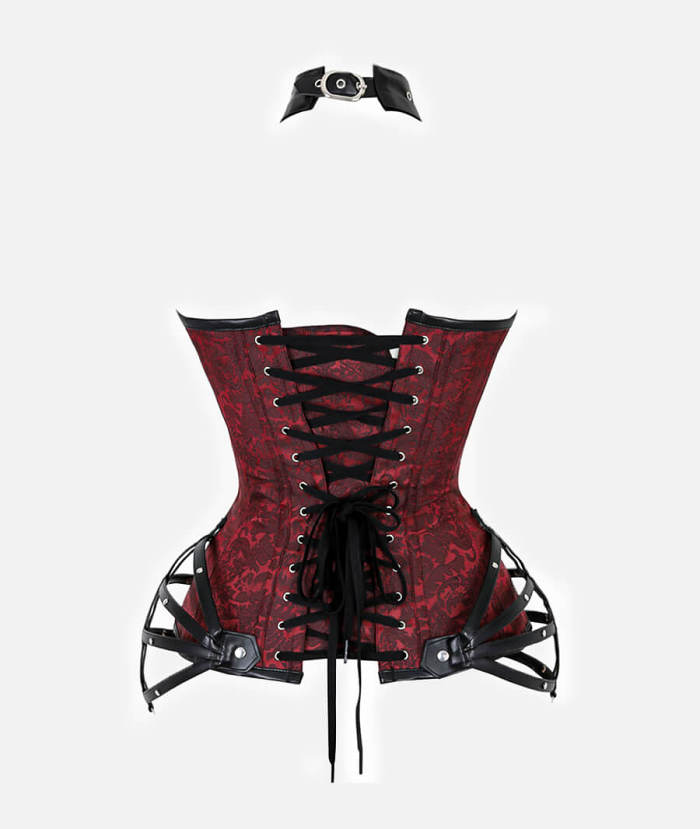Goth Red Overbust Corset With Halterneck Design