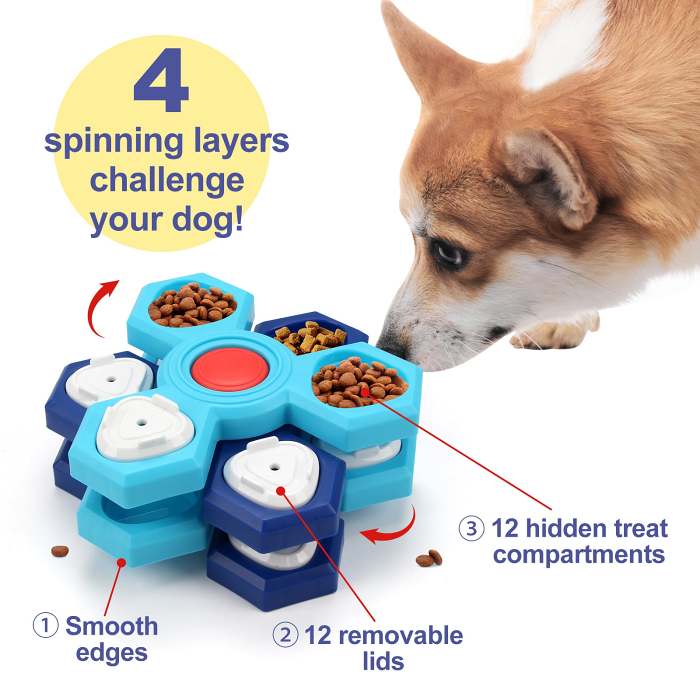Interactive slow feeder dog bowl.
