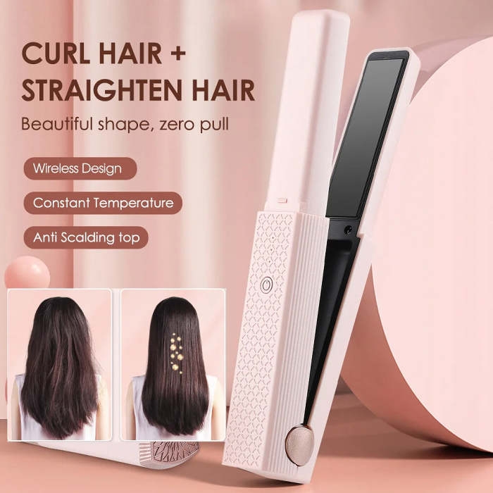 Portable Cordless USB Hair Straightener and Curler