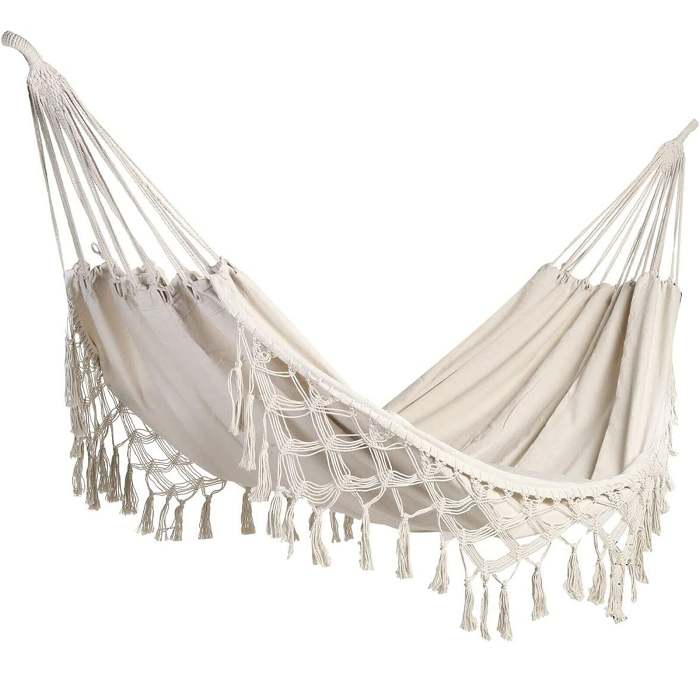 Double Boho Tassel Nest Hammock Swing Chair Outdoor/Indoor Garden 2 Person