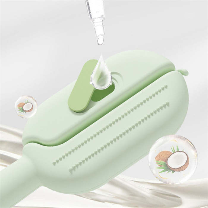 Self-cleaning pet grooming brush.