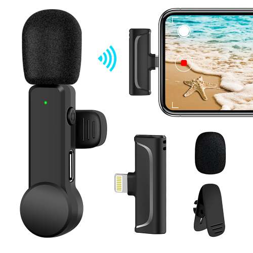 Wireless Lavalier Microphone Compatible with iPhone iPad, Plug-Play Wireless Mic for Recording, YouTube, TikTok, Facebook Live Stream, Noise Reduction Auto-Sync (NO APP or Bluetooth Needed)