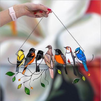 Rsa Stained Window Panel Suncatcher High 7 Birds On A Wire