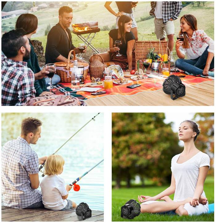 Portable Camping Lantern Fan with LED For Tent 7800mAh Rechargeable Ceiling With USB