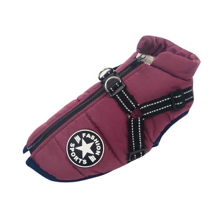 Pet Waterproof Winter Warm Dog Jacket With Harness