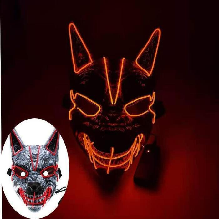 2024 New Wolf Head El Cold Light Halloween Horror Mask