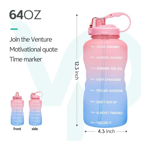 64oz Leak-Proof Water Bottle with Detachable Straw for Fitness