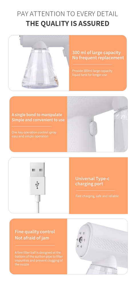 Disinfectant Fogger Machine Nano Disinfectant Sprayer with Blue Light Handheld Mist Gun
