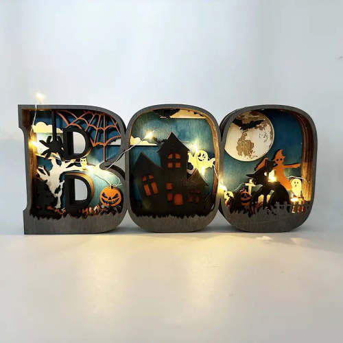 Wooden 3D Halloween Letter Shaped LED Light