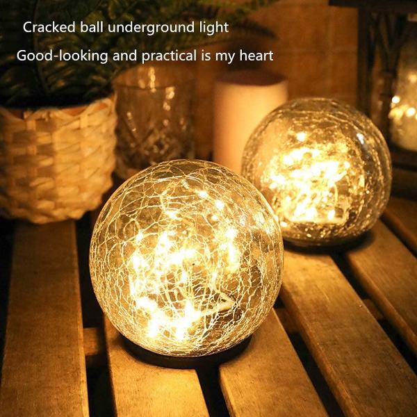 2Pcs Solar Garden Lights | Cracked Glass Ball | Warm Light by Veasoon