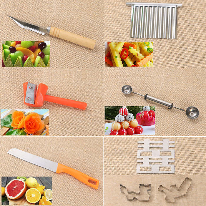 80 Pcs Carving Tool Portable Vegetable Fruit Food Chef Chiseling Tool Kit for Home Kitchen