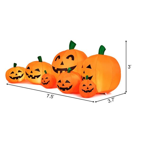 7.5 Ft Halloween Inflatable Pumpkin Patch Set of 7 with Built-in LED Lights for Outdoor Halloween Decorations
