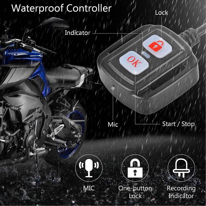 Waterproof Motorcycle Dash Cam Front And Rear