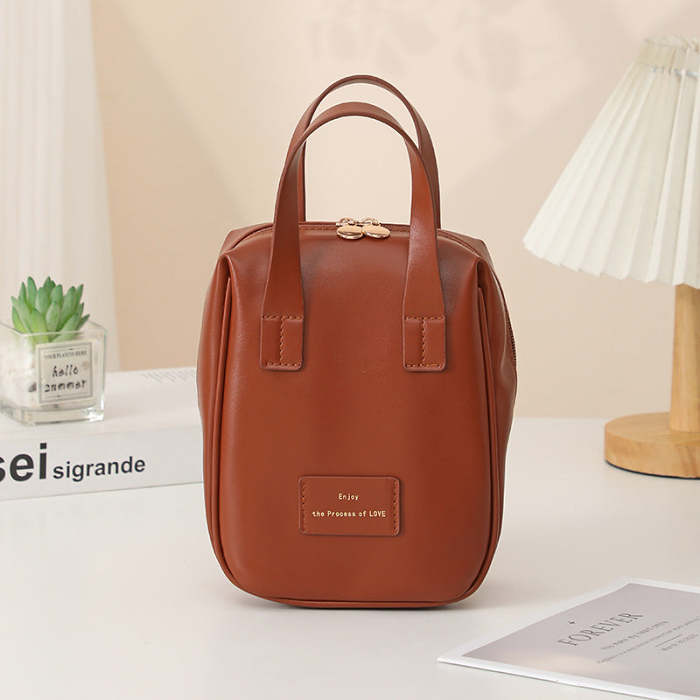 Shell-Shaped Handle-Top Travel Cosmetic Bag