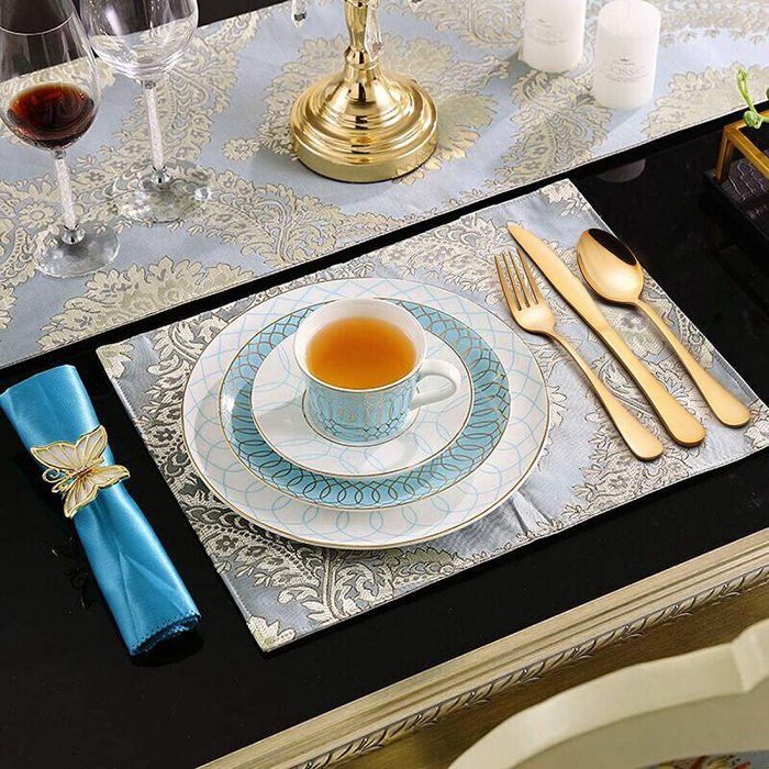 24 PCS Silverware Flatware Cutlery Set Stainless Steel Utensils Knife Fork Spoon Mirror Polished for 4-6 Family Gatherings Daily Use