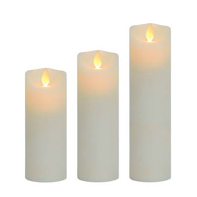 Flameless Candles 5 6 7 Set of 3 Pack Simulated Paraffin Pillars with Realistic Dancing LED Fake Flames and Remote Control