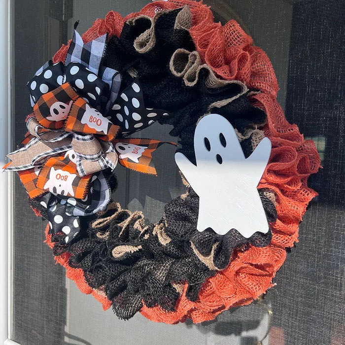 Rustic Halloween Ghost Wreath