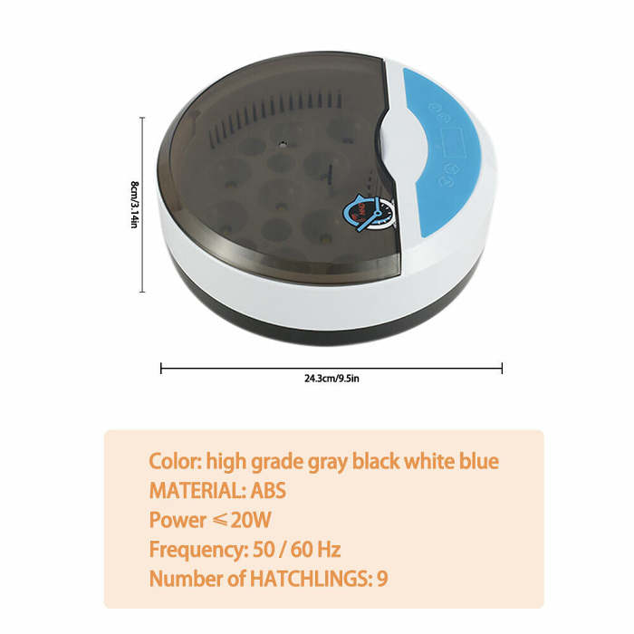 Automatic Incubator 9 Eggs With Humidity Display Automatic Temperature Control