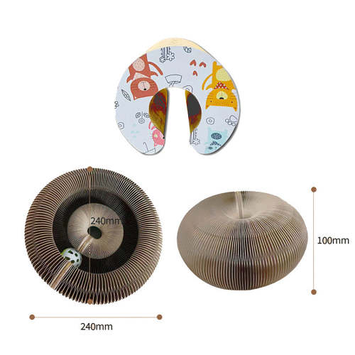 Foldable Cat Scratching Board with Toy Bell Ball, Magic Circular Scratching Box Corrugated Interactive Cat Scratching Toy
