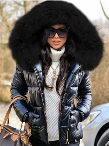 Women's Warm Fur Lined Hooded Puffer Coat for Winter