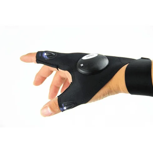 Fingerless LED Flashlight Gloves | Outdoor Night Gloves