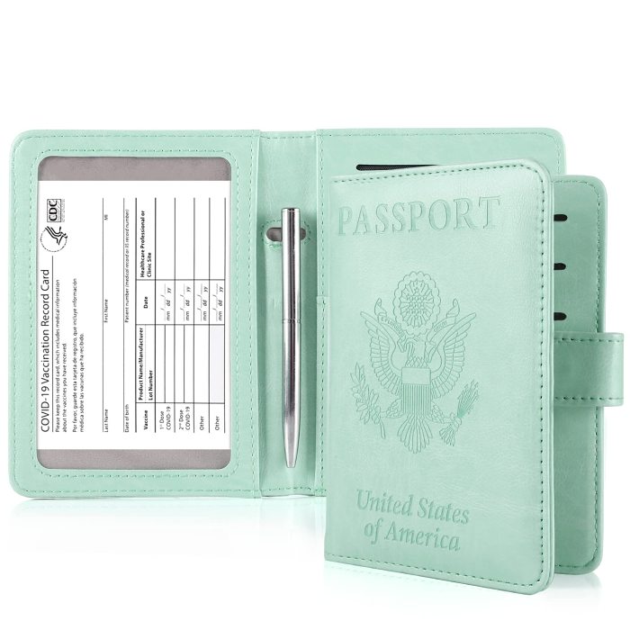 RFID Blocking Passport Holder Discoloration PU Leather Wallet Card Protector