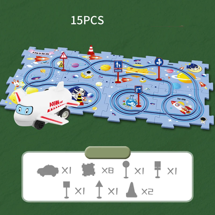 PuzzleRacer Kids Car Track Set