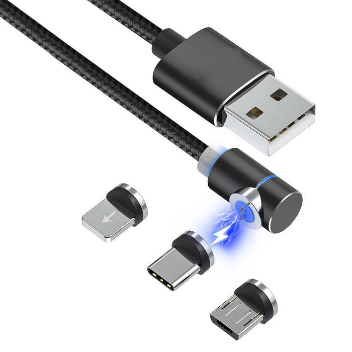 Magnetic LED Charger Cable: USB & Type-C