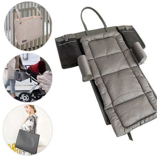 Portable Diaper Bag Multi-Function Travel Bag Crib Foldable Baby Bed for Mom Dad Baby