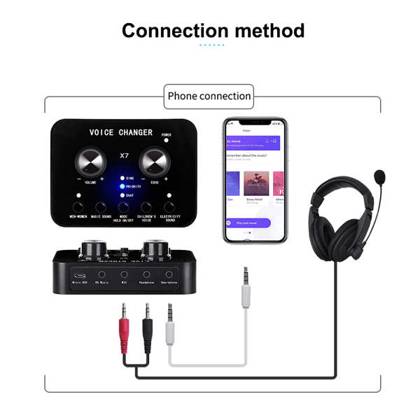 Bittychoice X7 Live Sound Mixer Portable Audio Mixer Voice Changer for Live Broadcast K Songs Recording Voice Chatting