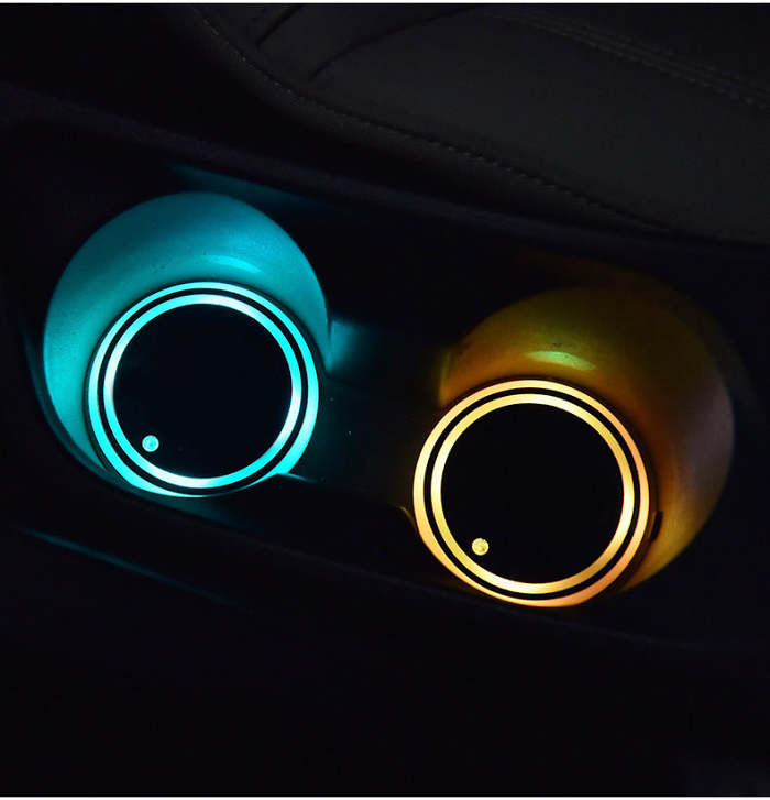 LED Light-Up Car Coaster: Solar & USB Charging