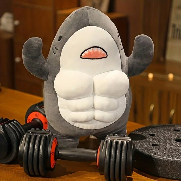 Muscle Shark Plush Toys - Stuffed Ocean Whale Fish Soft Plushie Animals