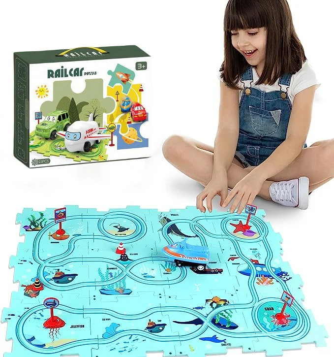 PuzzleRacer Kids Car Track Set