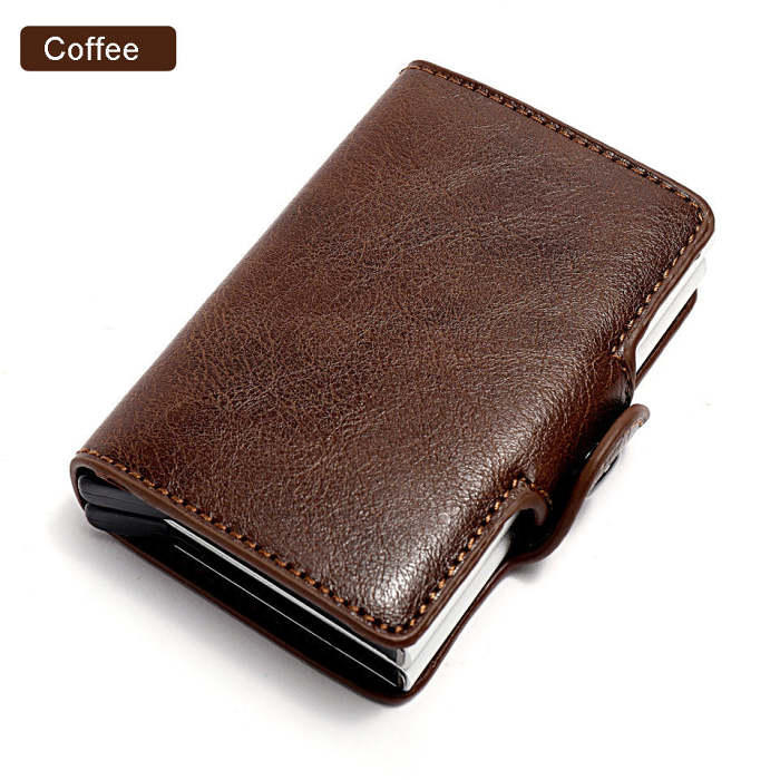RFID leather wallet with money clip.