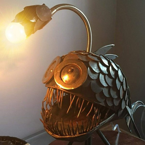 Shark Night Light-Rustic Style Fish Statue Lightning