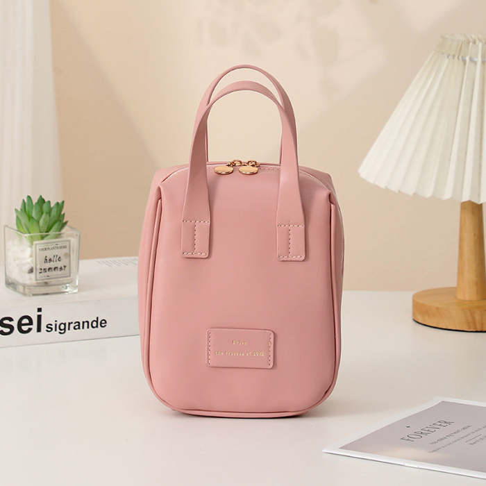 Shell-Shaped Handle-Top Travel Cosmetic Bag