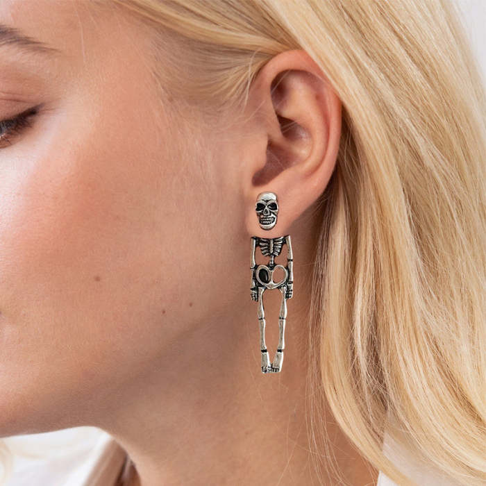 Ghostly Skeleton Exaggerated Punk Earrings